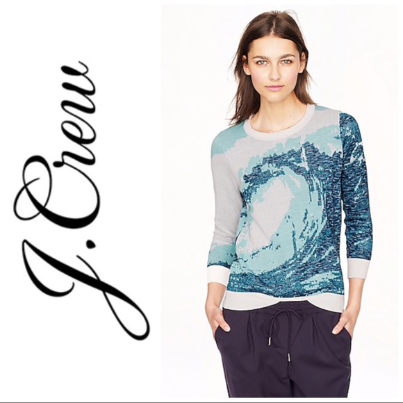 J Crew Collection Metallic Wave Sweater 